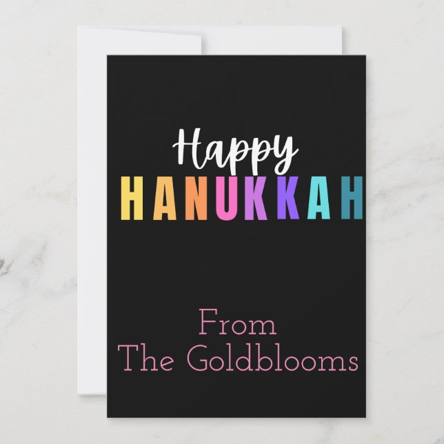 PrettyColorful Hanukkah JewishFestival Greeting Holiday Card (Front)