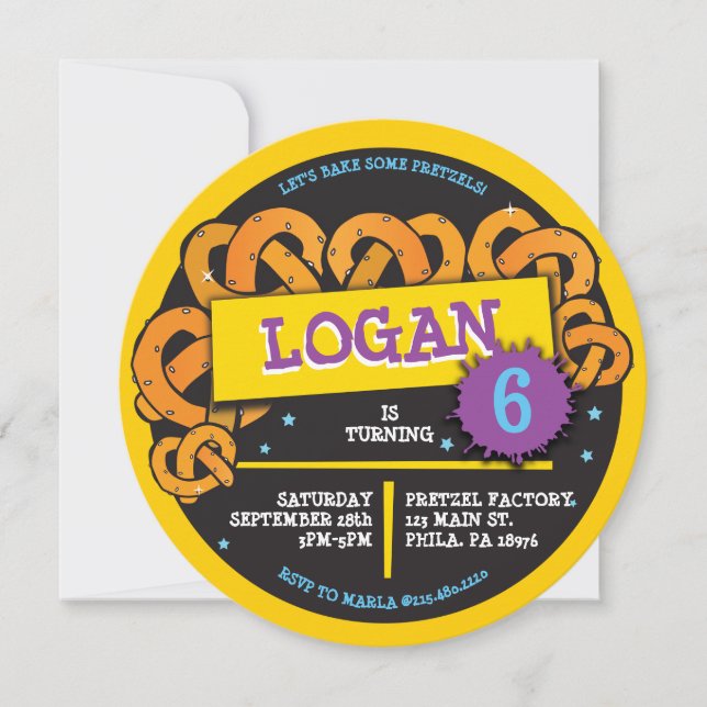 PRETZEL BAKING Birthday Party Invitation (Front)