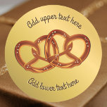 Pretzel Knot Pair on Faux Gold - your choice text Classic Round Sticker