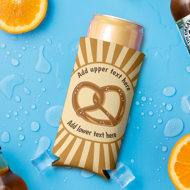 Pretzel Logo Knotted Loaf & 2 lines text on your Seltzer Can Cooler (Creator Uploaded)