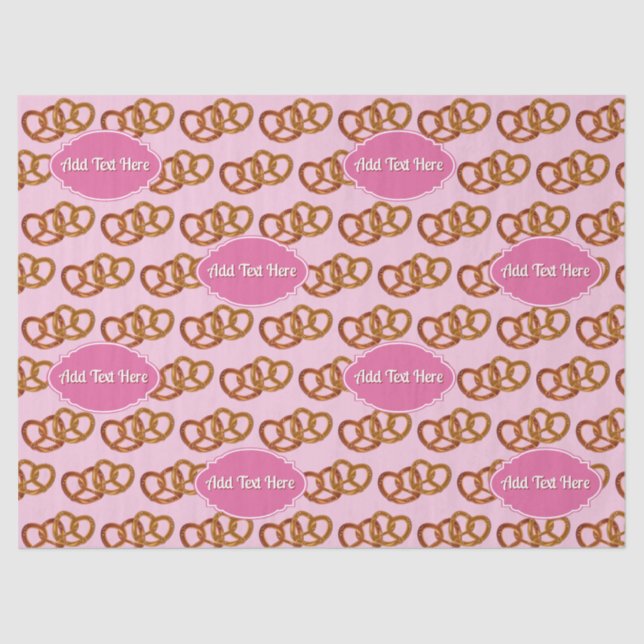 Pretzel Love with Custom Text Repeat Pattern Pink Tissue Paper (Front)
