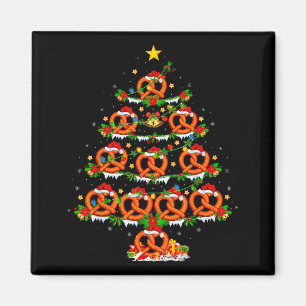 Pretzel Lover Xmas Lighting Pretzel Christmas Tree Magnet