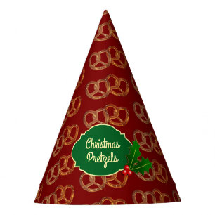 Pretzel Motif, Holly: Christmas Colors customized Party Hat