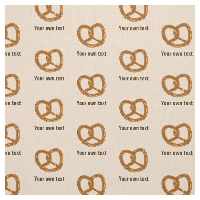 Pretzel pattern on beige - optional custom text fabric (Swatch)