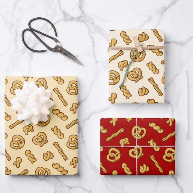 Pretzel Pattern Wrapping Paper Sheets (Front)