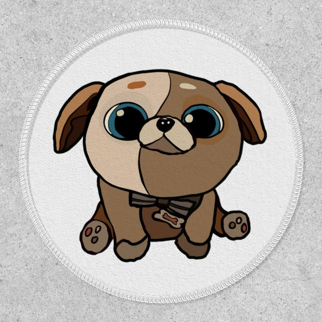 Pretzel Puppy Dog Patch Iron On (Front)