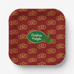 Pretzel Snack in Festive Colors for Holiday Buffet Paper Plates