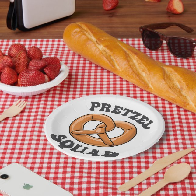 Pretzel Squad Funny Oktoberfest Pretzel Lover Germ Paper Plates (Picnic)