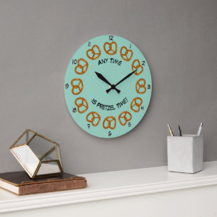 Pretzel Time Twisted Bread or Salty Snack own text Large Clock