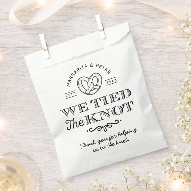 Pretzel We Tied The Knot Thank You Wedding Favor Bag (Clipped)