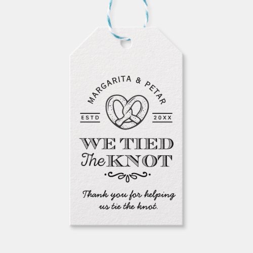 Pretzel We Tied The Knot Thank You Wedding Gift Tags