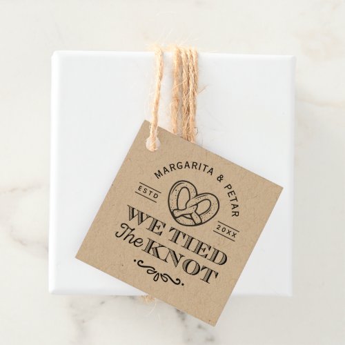 Pretzel We Tied The Knot Thank You Wedding Tags