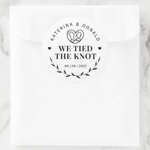 Pretzel We Tied The Knot Wedding Classic Round Sticker