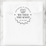 Pretzel We Tied The Knot Wedding Classic Round Sticker<br><div class="desc">Pretzel We Tied The Knot . Add a fun touch of color and unique style to your wedding or bridal shower favors. A bridal shower favor bag is a great addition to party planning. These unique bags will easily be used as a gift and can serve as a beautiful decoration...</div>