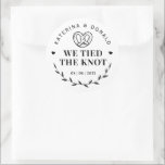 Pretzel We Tied The Knot Wedding Classic Round Sticker<br><div class="desc">Pretzel We Tied The Knot . Add a fun touch of color and unique style to your wedding or bridal shower favors. A bridal shower favor bag is a great addition to party planning. These unique bags will easily be used as a gift and can serve as a beautiful decoration...</div>