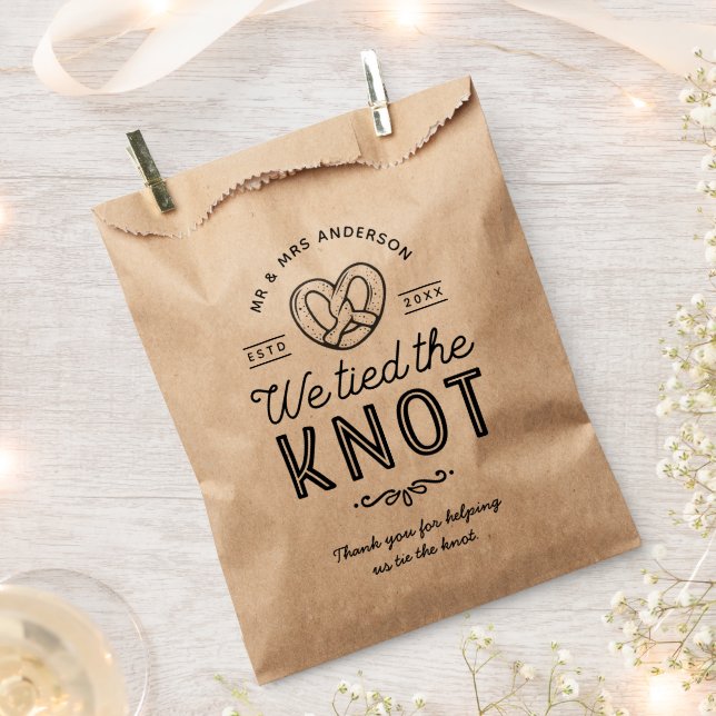 Pretzel We Tied The Knot Wedding Favor Bag (Clipped)