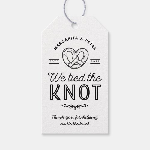 Pretzel We Tied The Knot Wedding Favor Tag 