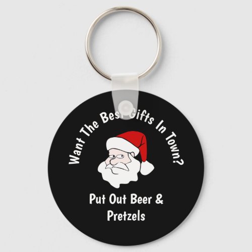 Pretzels and Beer For Santa Black Keychain