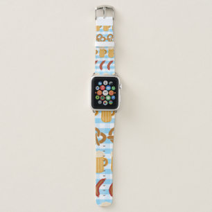 Pretzels beer sausage lined up seamless vintage il apple watch band