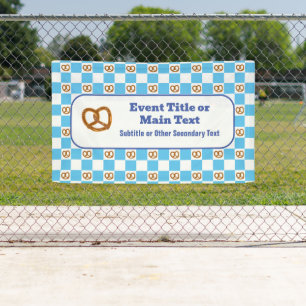 Pretzels Check German Oktoberfest Blue & White DIY Banner