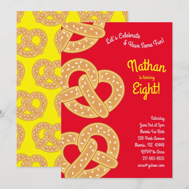 Pretzels Kids Birthday Party Invitation (Front/Back)