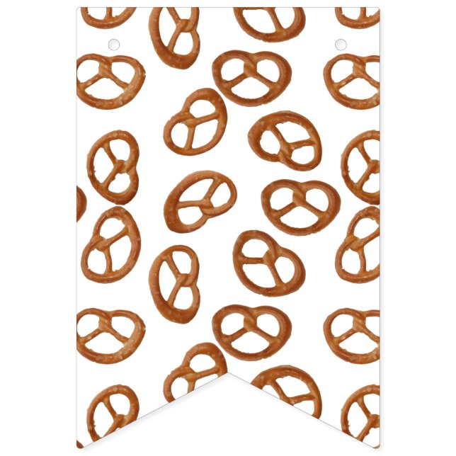 Pretzels Snack seamless pattern + your background Bunting Flags (First Flag)