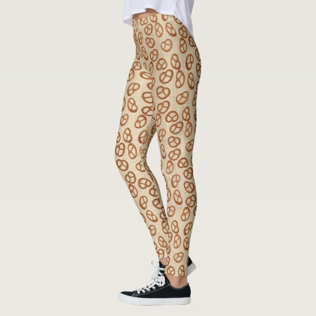 Pretzels Snack seamless pattern + your background Leggings (Left)