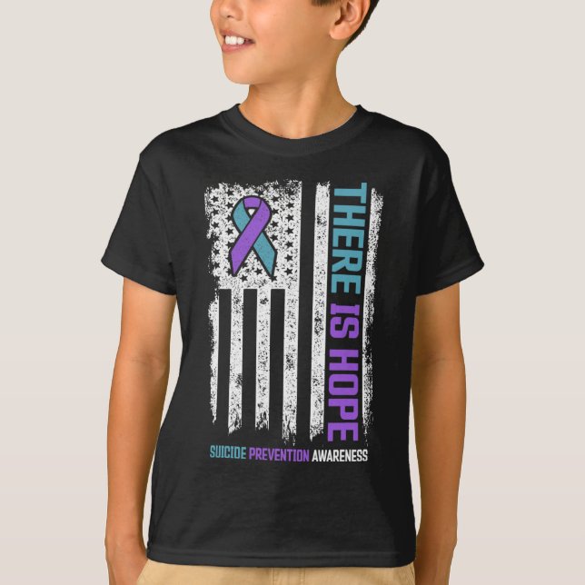 Prevention American Flag Hope Suicide Awareness  T-Shirt (Front)