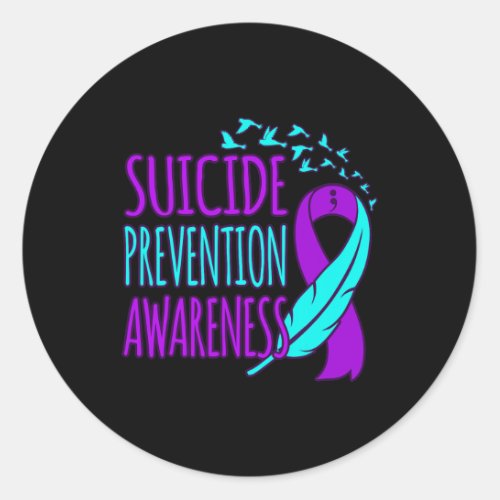 Prevention Awareness Happy Ribbon Support Graphic  Classic Round Sticker