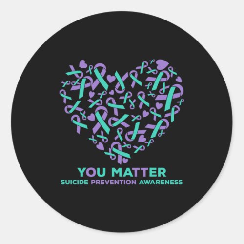 Prevention Awareness Heart Ribbon You Problem  Classic Round Sticker