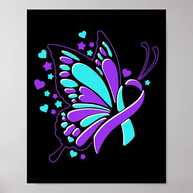 Prevention Awareness Month Butterfly Ribbon  Poster (Front)