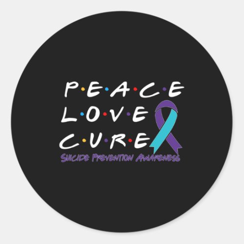 Prevention Awareness Peace Love Cure  Classic Round Sticker