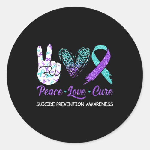 Prevention Awareness Peace Love Cure Leopard  Classic Round Sticker