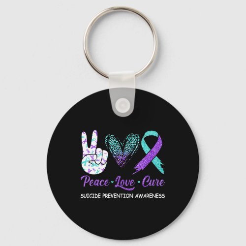 Prevention Awareness Peace Love Cure Leopard  Keychain