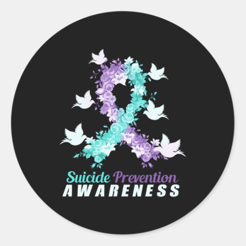 Prevention Awareness Pink And Teal Ribbon  Classic Round Sticker
