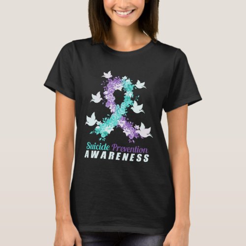 Prevention Awareness Pink And Teal Ribbon  T_Shirt