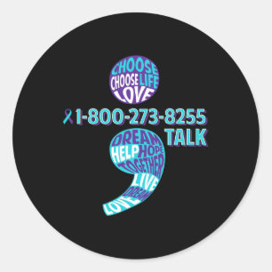 Prevention Awareness Semicolon Prevent Suicide Classic Round Sticker