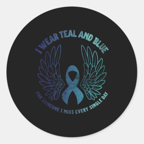 Prevention Awareness Teal And Blue Distressed  Classic Round Sticker