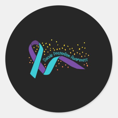 Prevention Awareness Teal And Purple Ribbon Design Classic Round Sticker