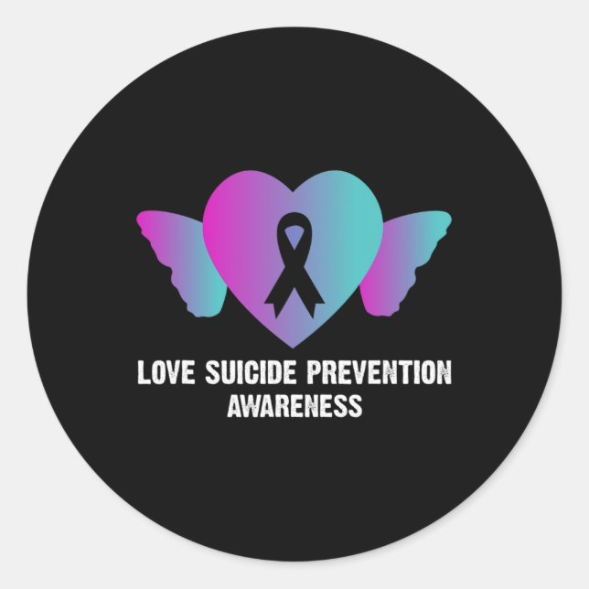 Prevention Awareness Teal Ribbon And Butterfly Gif Classic Round Sticker (Front)