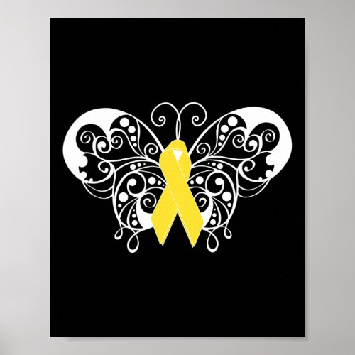 Prevention Awareness Yellow Ribbon Butterfly  Poster