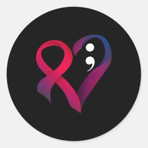 Prevention Heart Semicolon Mental Health Awareness Classic Round Sticker