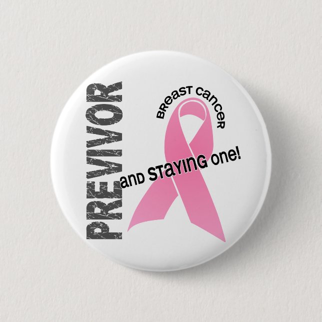 Previvor 1 Breast Cancer Pinback Button (Front)