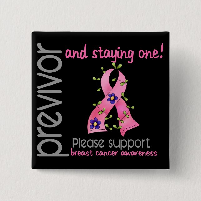 Previvor 9 Breast Cancer Button (Front)