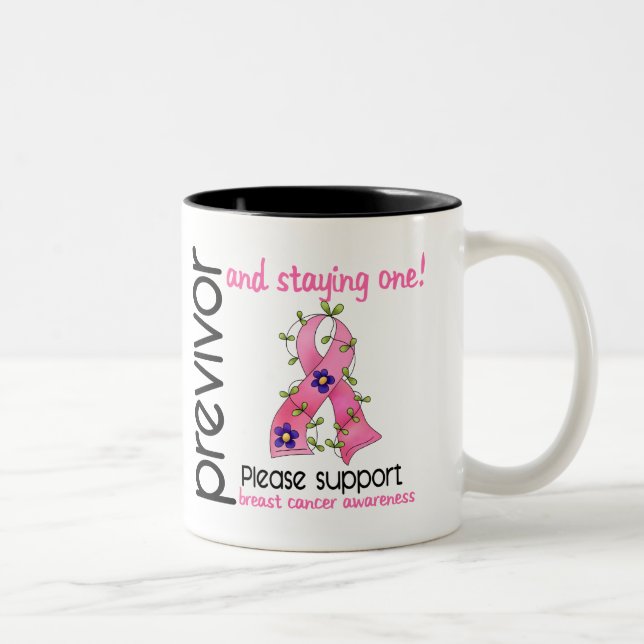 Previvor 9 Breast Cancer Two-Tone Coffee Mug (Right)