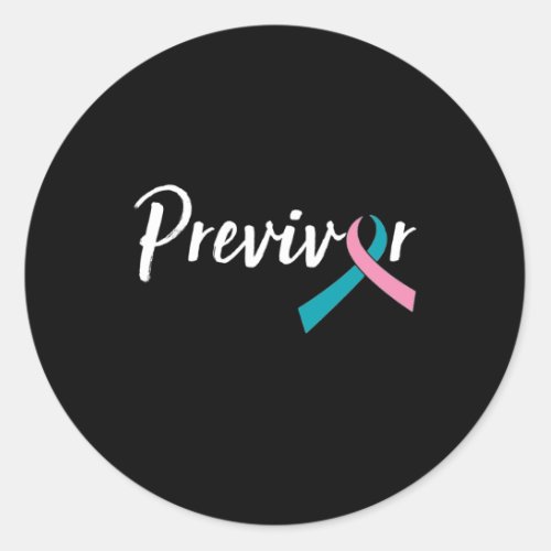 Previvor Pink Teal Ribbon  Classic Round Sticker