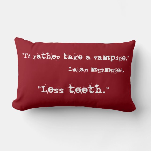 Preying On Time [Less Teeth] Red Lumbar Cushion (Front)