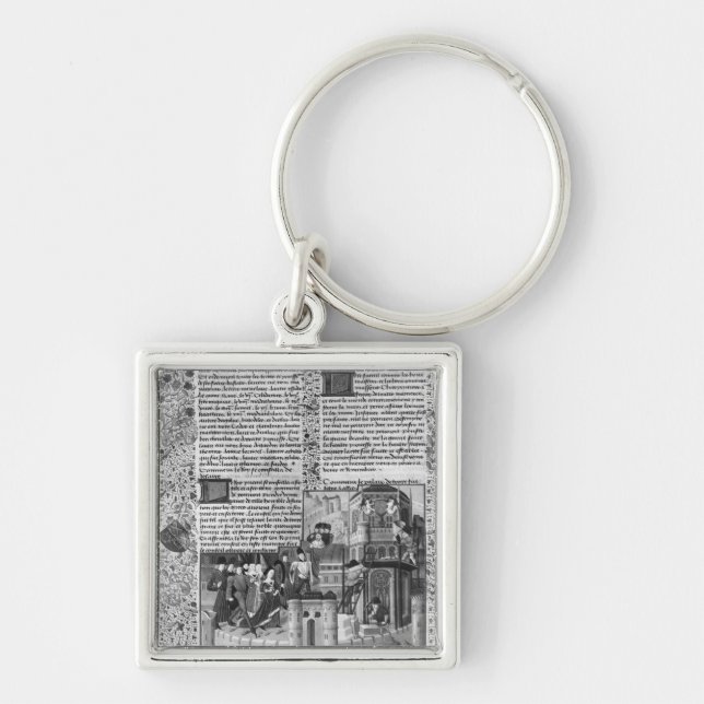 Priam watching the reconstruction of Troy Keychain (Front)