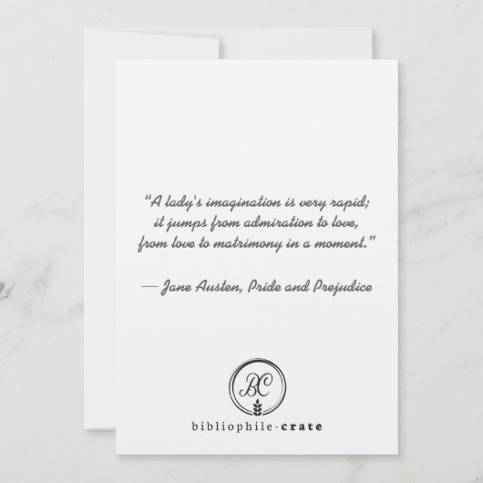 Price and Prejudice 5 x 7 Print (Back)