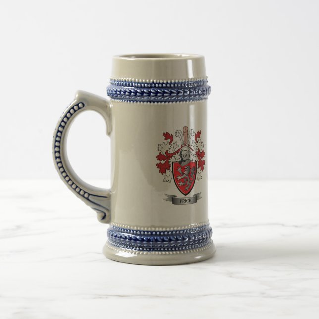 Price Family Crest Coat of Arms Beer Stein (Left)